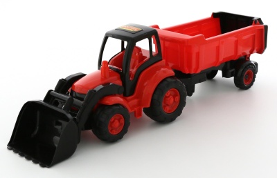 Полесье Трактор с ковшом и полуприцепом "Чемпион" (в сеточке) (0438) - Доставка по России. Интернет-магазин ВМиреИгрушек.ру