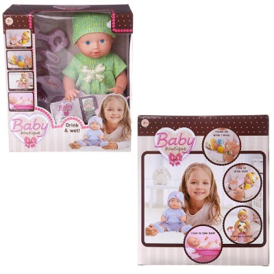 ABtoys Пупс Baby boutique, пьет и писает, 25 см, костюмчик 2 цвета (зеленый и фиолетовый) (PT-01035) - Доставка по России. Интернет-магазин ВМиреИгрушек.ру