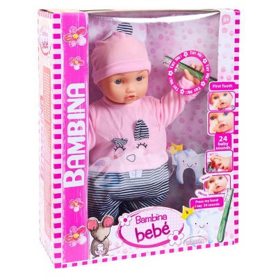 Dimian Кукла Bambina Bebe Пупс "Мой первый зуб", звуковые эффекты, 46 см (BD1378-M30) - Доставка по России. Интернет-магазин ВМиреИгрушек.ру