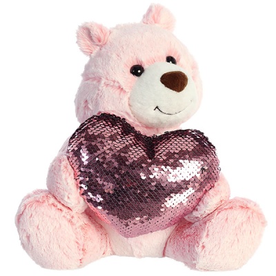 Аврора (AURORA) Медведь Большое сердце розовый 30 см (190114A) - Доставка по России. Интернет-магазин ВМиреИгрушек.ру